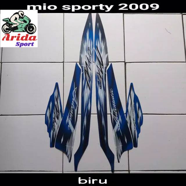 striping mio smile sticker  yamaha mio smile sporty karbu lama thn 2009 biru stiker mio smile old