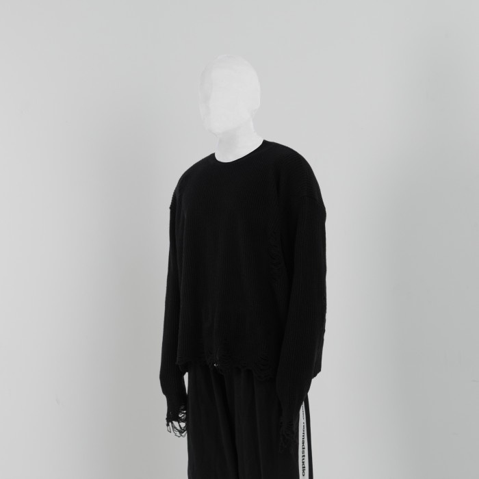 NOMADSTUDIO Reborn - Black Distressed Oversized Knit Sweater