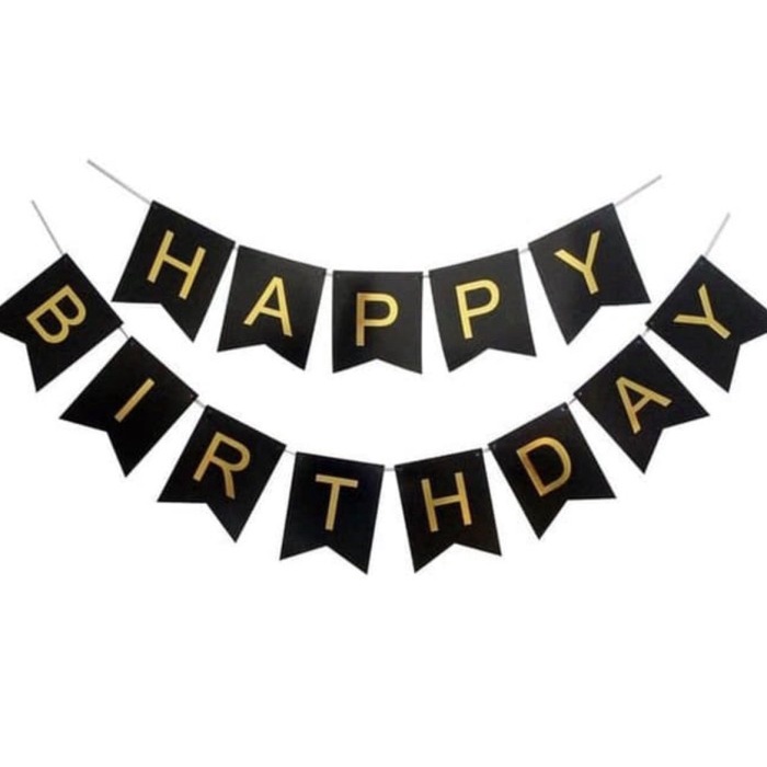 Paket set balon birthday ulang tahun dewasa romantis gold black crown