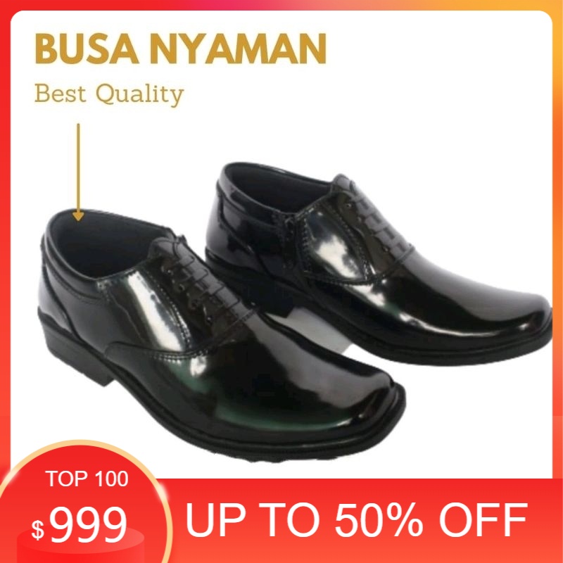Sepatu PDH Pendek Resleting Kilap Sepatu Kerja Safety Polri Dinas Sepatu Formal Sepatu Kantor Pria