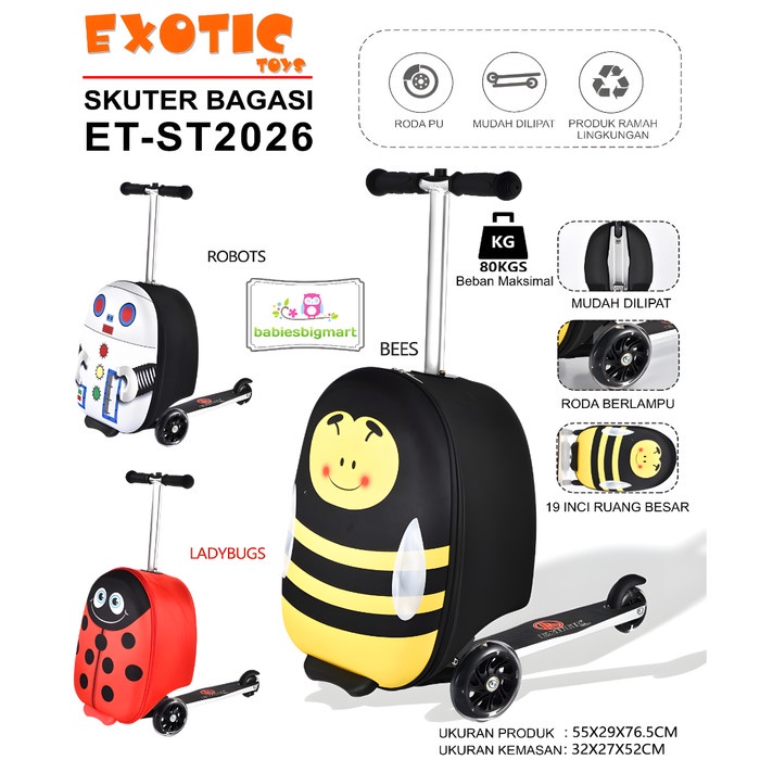 Scooter Anak Roda 3 ET ST 2026 Koper Bagasi Skuter Otoped Karakter