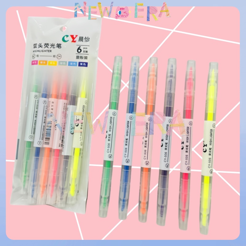 

NewEra Highlighter Stabilo Warna Warni 2 In1 Penyorot Ujung Ganda Pena Penanda Pena Grafiti Siswa Pena Cat Air Lukisan Warna Permen