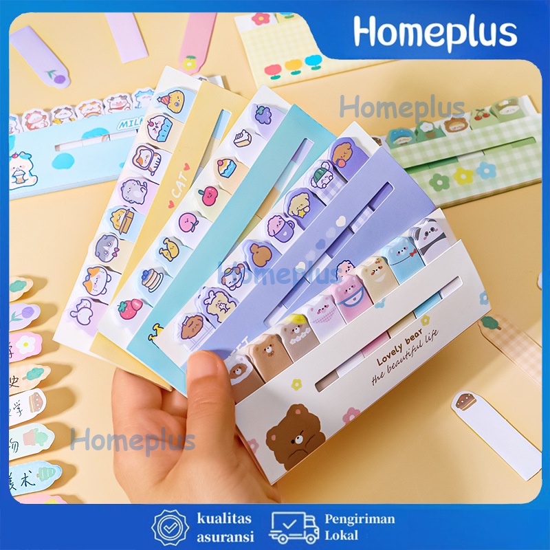 

HomePlus Sticky Notes 8 In 1 Tempelan Kertas Catatan 120 Lembar Label Penanda Pembatas Halaman Buku Hewan Kartun Catatan Tempel