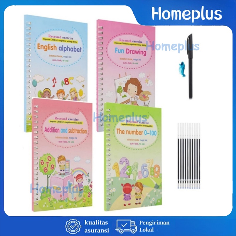 

HomePlus Sank Magic Practice Book+Pulpen+Refill 1Pc Buku Latihan Belajar Menulis Preschool Buku Belajar Anak Buku Panduan Belajar TK