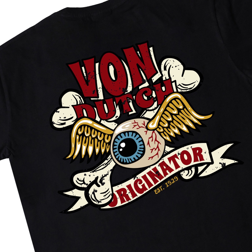 【HOT】 Von Dutch Tshirt 0470 Black T-shirt pria dan wanita