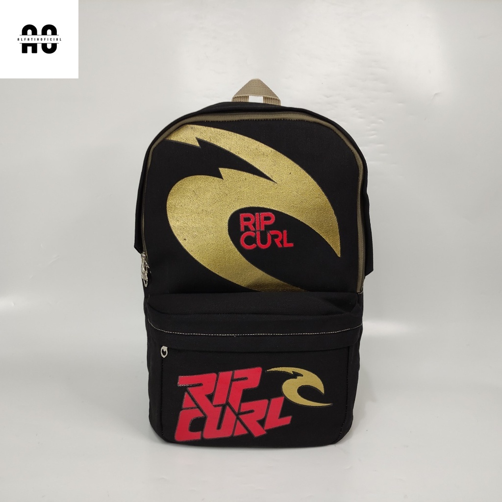 (A0) Tas Ransel Pria Dewasa Premium Rip Curl Gold Hitam  / Tas Backpack Cowok / Tas Punggung / Tas S