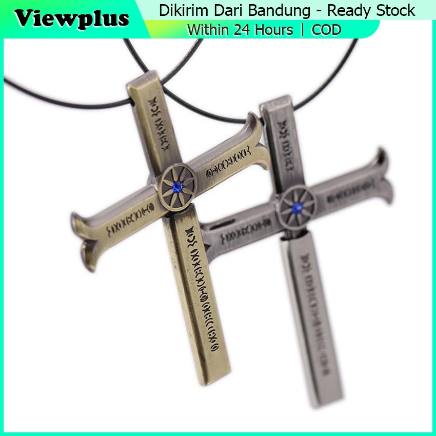 Kalung Anime One Piece Salib Mihawk Anti Karat Kalung Salib Gold