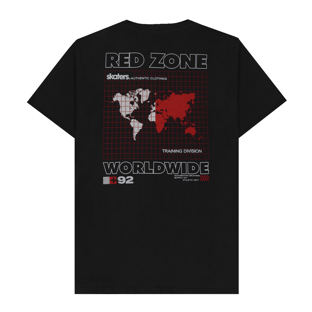 Skaters T-Shirt Short sleeve Red Zone TH081 Black kaos lengan pendek