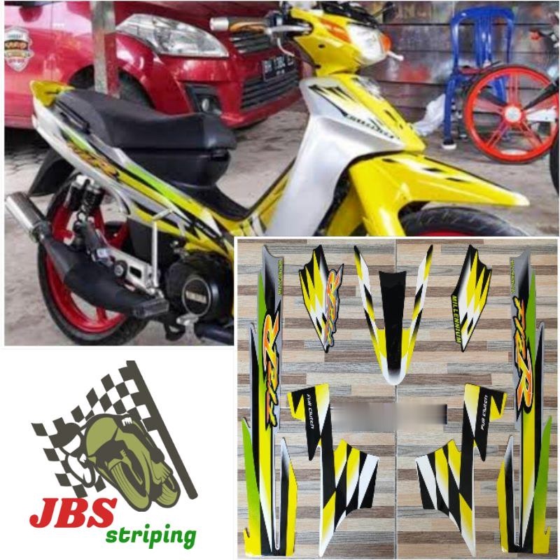 striping  yamaha f1z r fiz r hijau silver kuning milenium tahun 2000 stiker lis f1zr fiz r fis r
