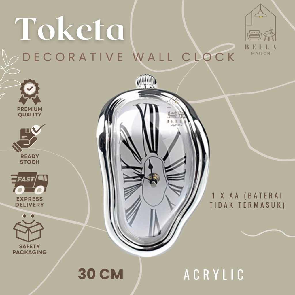 Jam Dinding Quartz Unik Bentuk Meleleh TOKETA Decorative Wall Clock