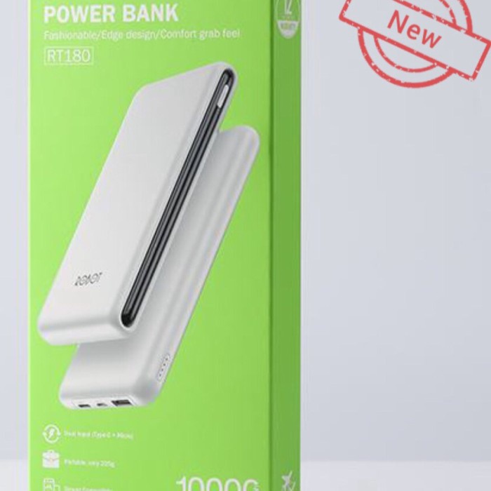 Powerbank Robot 10000 mAh RT180 Dual Input Type C dan Micro USB Ori - Putih