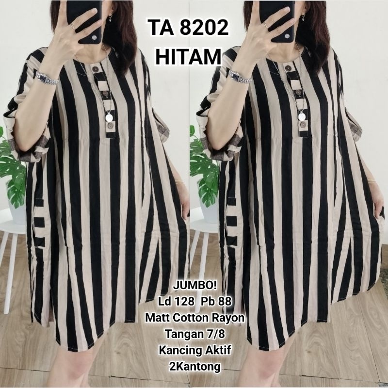 [jejehastore] TA 8202. Tunik Jumbo Cotton Rayon Salur Bigsize