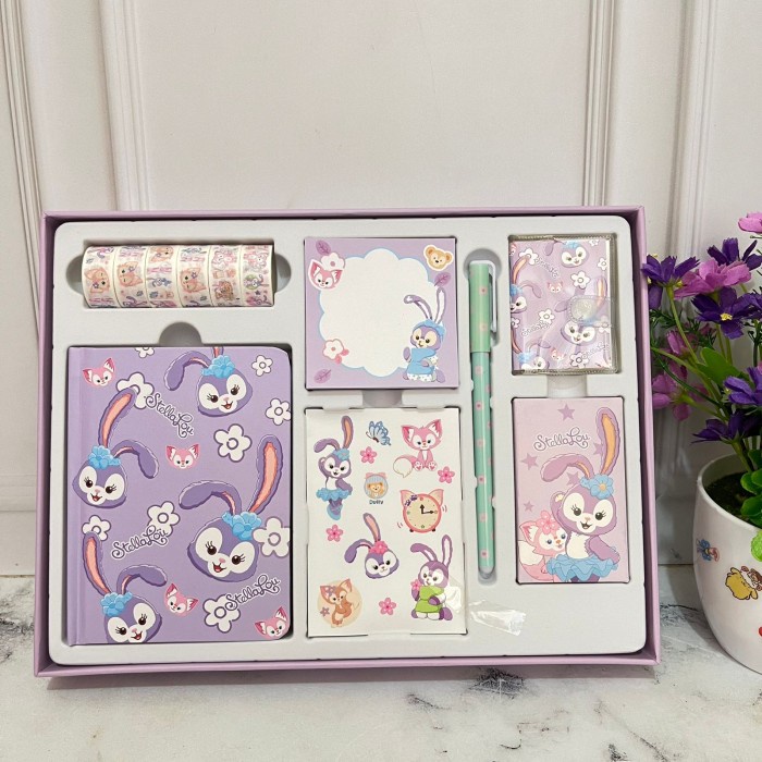 

Paket Jurnal 7 in 1 Duffy Cat Cute Lucu Warna Ungu Fancy Favorit Anak