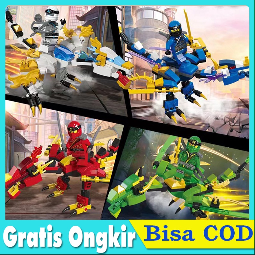 Mainan Balok Brick Ninjago Naga Dragon Ninja Bersayap Kay Jay Zane Lloyd