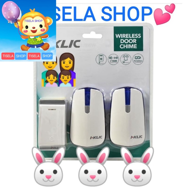 Original Bel i-klic Wireless Nirkabel bell rumah pintu kinetic