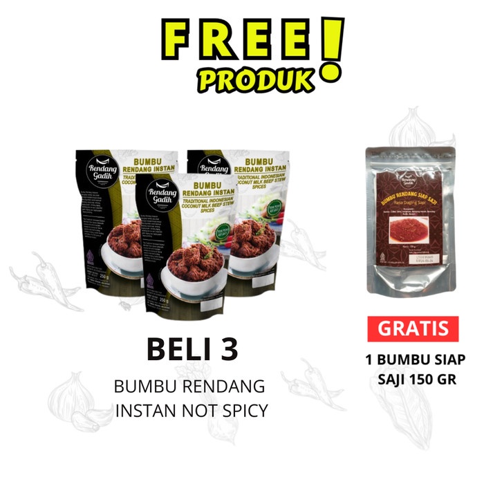 

PAKET 3 PCS BUMBU RENDANG INSTAN NOT SPICY (tidak pedas) TP