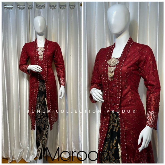 

kebaya kutubaru modern / kebaya kutubaru / kutubaru brokat / kutubaru - cream, atasan XL