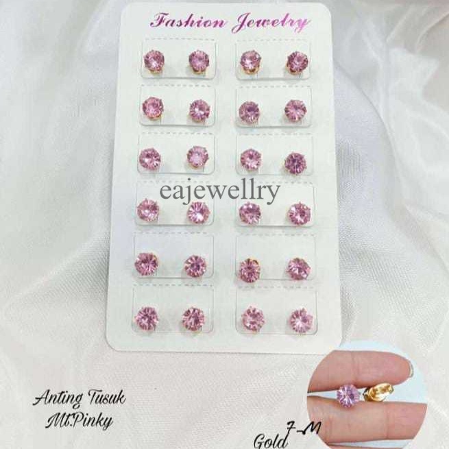 Anting Tusuk 6 Warna Size 7m Asli Berlapis Emas 24 Karat Perhiasan Titanium Wanita