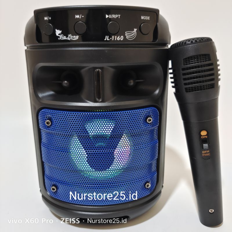 Speaker Bluetooth Karaoke Jin Long JL-1160 3 Inch Bonus Microphone Kabel Karaoke Radio TF Card USB B
