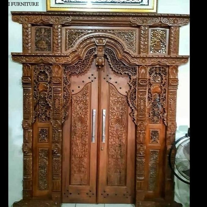 Termurah [PROMO] PINTU GEBYOK 2,5 METER KUSEN KAYU JATI SOLID UKIR NATURAL ASLI