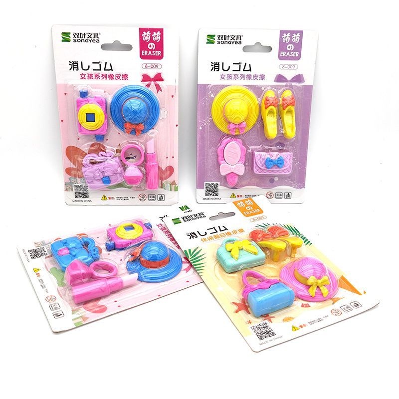 

Bu Guru Ria - Penghapus Pensil Set Karakter Lucu Motif Animal, Macaroon, Astronot, Ice Cream