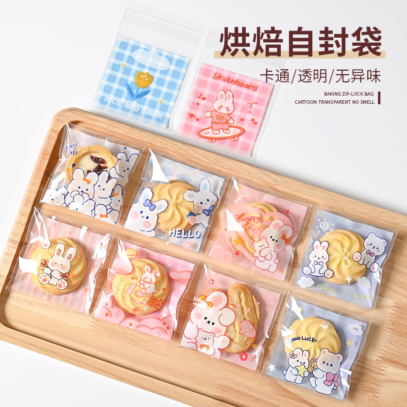 WYN OLSHOP (100PCS) PLASTIK COOKIES 10X10 BUNNY LUCU / PLASTIK KUE 10X10 TERBARU / KEMASAN KUE LUCU 
