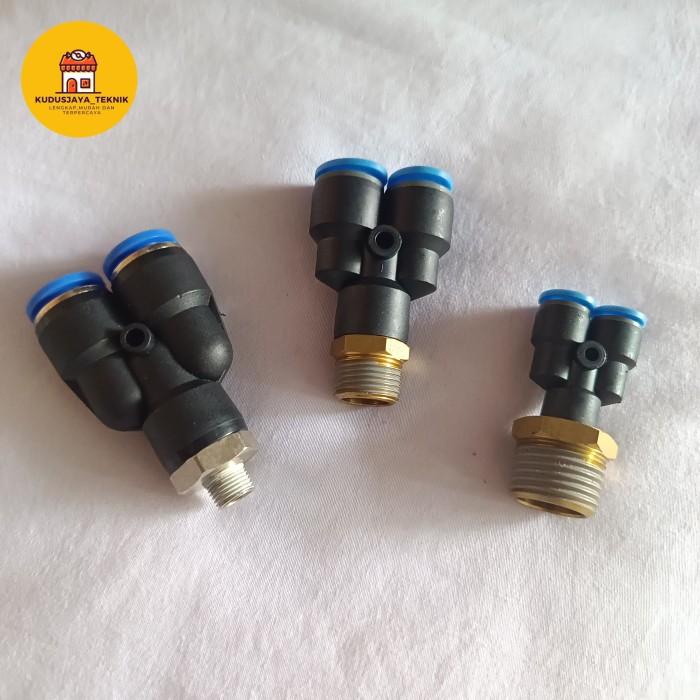 FITTING PNEUMATIK Y+ DRAT SAMBUNGAN SELANG PNEUMATIK Y+ DRAT 100% ORI - 12-04mm