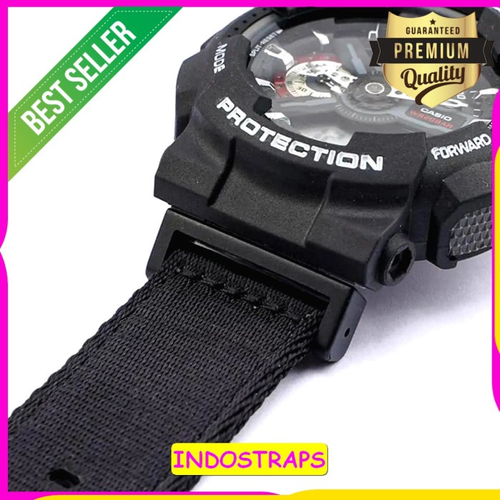 IND-428 TALI JAM TANGAN CANVAS GSHOCK DW5600 GW5600 DW6100 DW6200 - Hitam