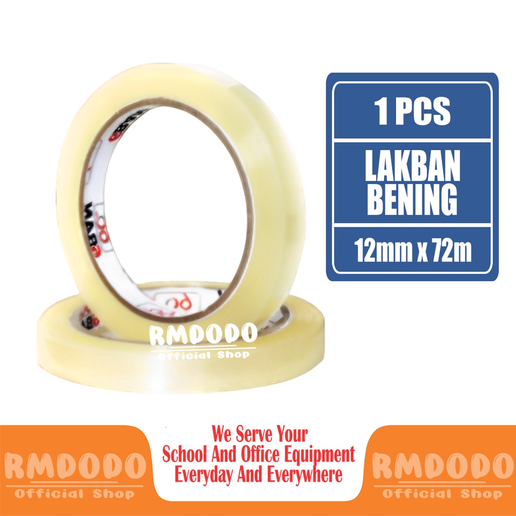 

Rmdodo - Lakban 6BAN Bening Size 12mm x 90yard 1 Pcs / OPP Tape / Solatip Bening / Isolasi Bening