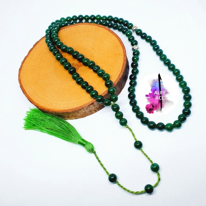 tasbih batu natural giok hijau 99 butir 6 mm