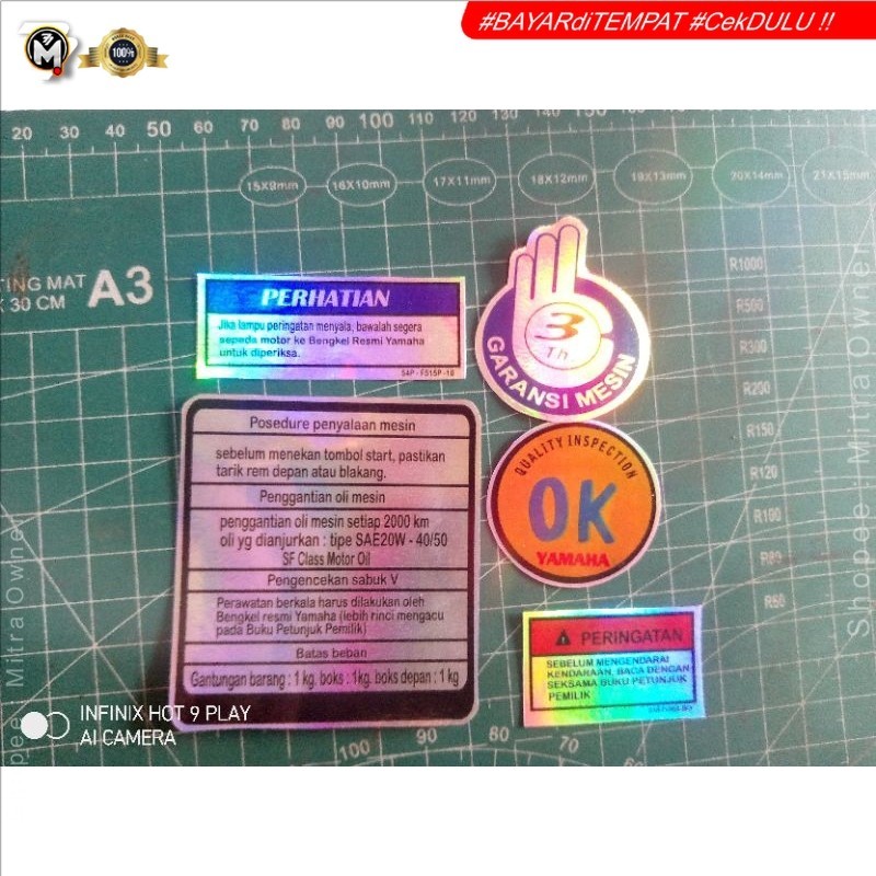 stiker warning yamaha hologram stiker mio warning 5tl