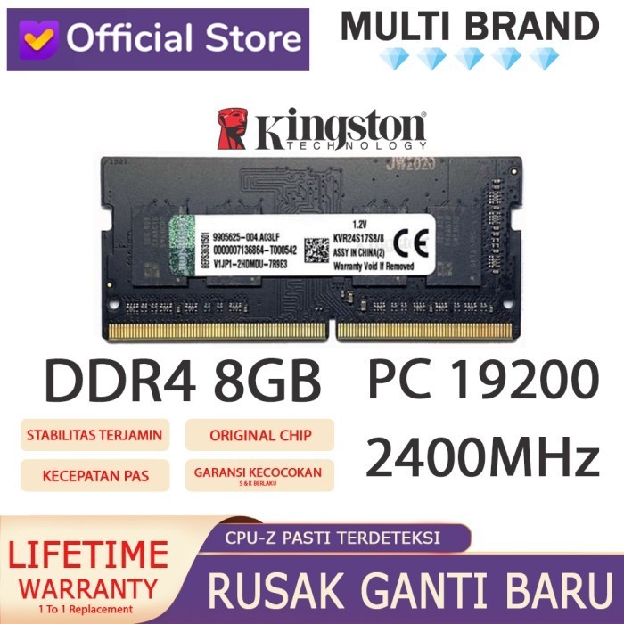 RAM LAPTOP KINGSTON DDR4 8GB 19200/2400MHz ORI RAM NB DDR4 8GB 2400MHz