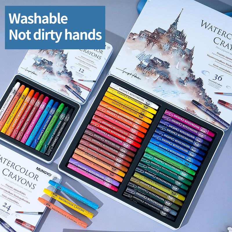 

MUNGYO 12/24/36Colors Water-soluble Crayon Painting Pigment Crayon Artist For Gift Art School Supplies MAC-12T