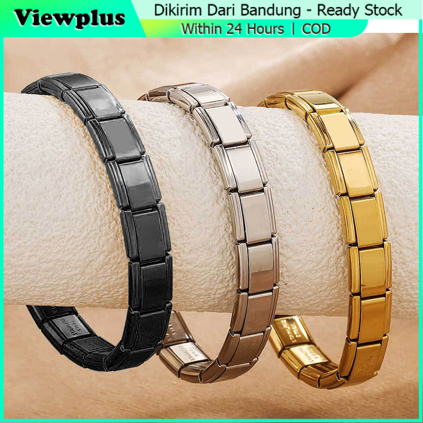 Bracelet stainless anti karat Unisex / Gelang Rantai Jam TanganItalian Vintage Charm Bracelet / Chai