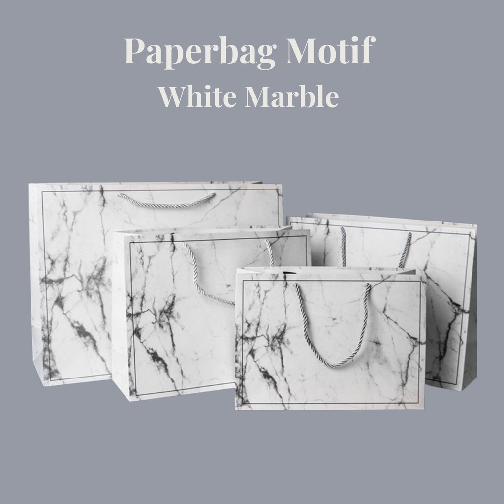 

Paperbag Motif Marble Putih Tebal Marmer Polos Tas Kado