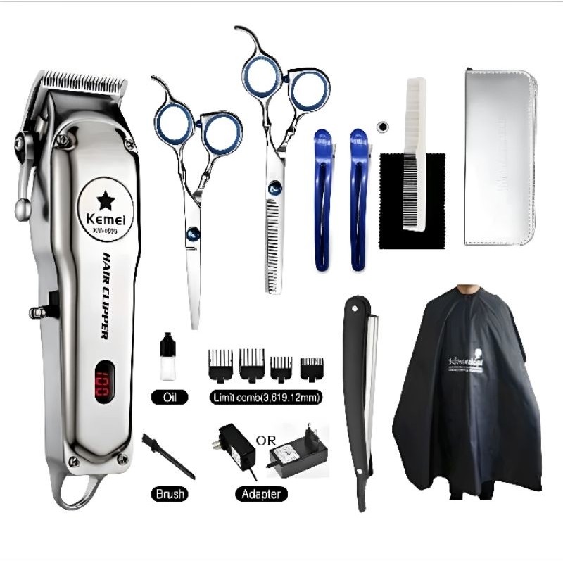 Paket Usaha Pangkas Rambut dan Barbershop Alat Cukur Rambut Mesin Cukur Kemei Km 1996 Charger Hair C