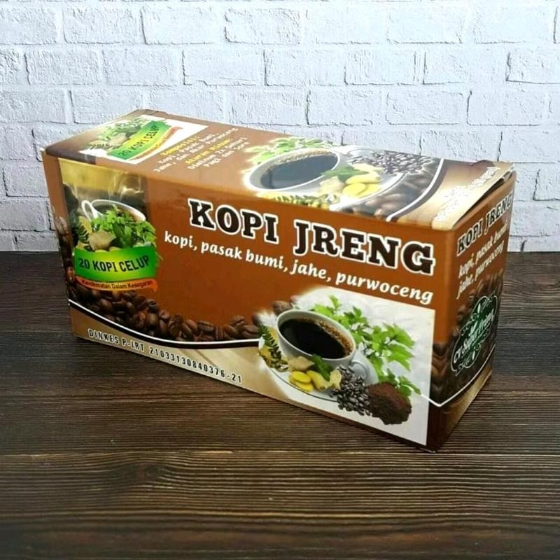 

Kopi Jreng Stamina Isi 20 kantung Kopi Celup dengan Jahe, Pasak Bumi, dan Purwoceng - Gula, Robusta, Coffee herbal pria dewasa greng jos mantap hitam jantan bubuk jamu