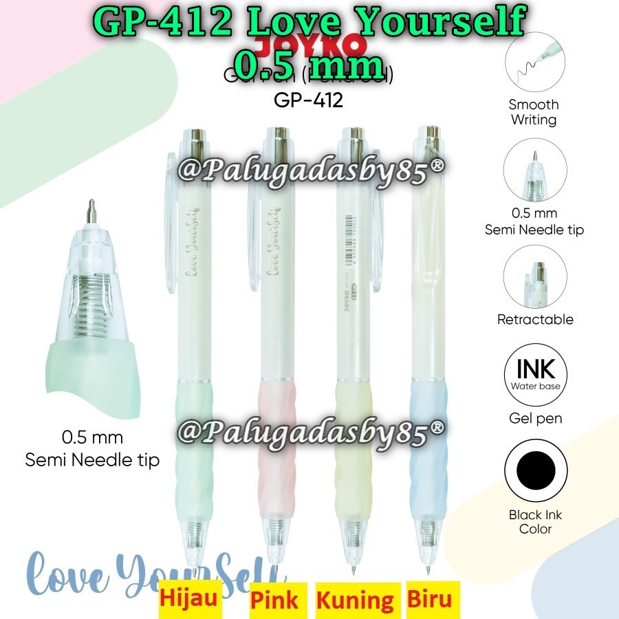 

(1 Biji) Gelpen JOYKO GP-412 0.5 mm Hitam BISA PILIH / Gel Pen Pulpen Pena Joyko GP-412 (1 Biji)