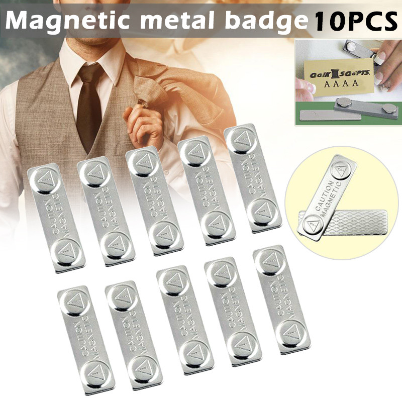 

10pcs Strong Magnetic Name Tags Badge Metal Fastener ID Card Durable Attachment Holder