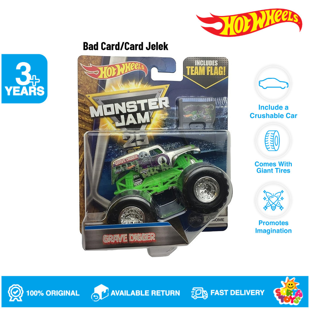 Hot Wheels Monster Jam Includes Team Flag Grave Digger