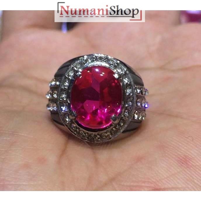 Cincin Titanium Batu Permata Ruby Catam Cutting Cabochon Small Size HQ