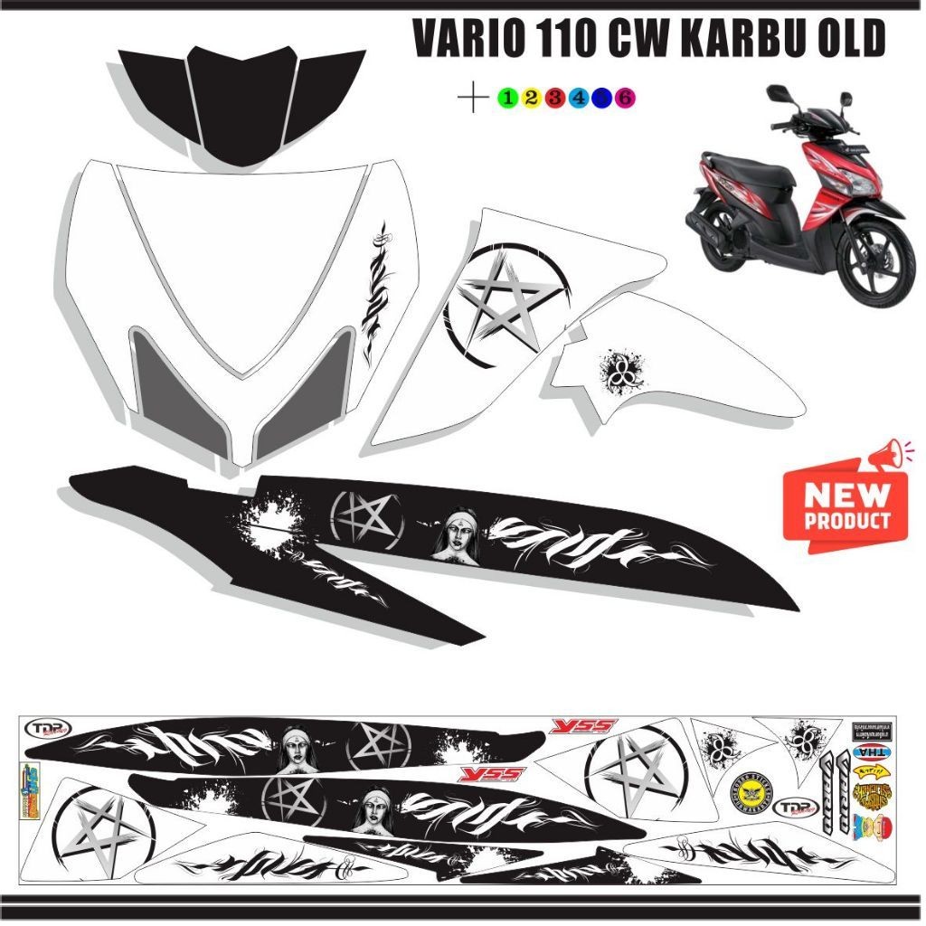 STRIPING STIKER MOTOR VARIO CW OLD 110 VARIASI STIKER VARIO LAMA 110 VARIASI MOTOR