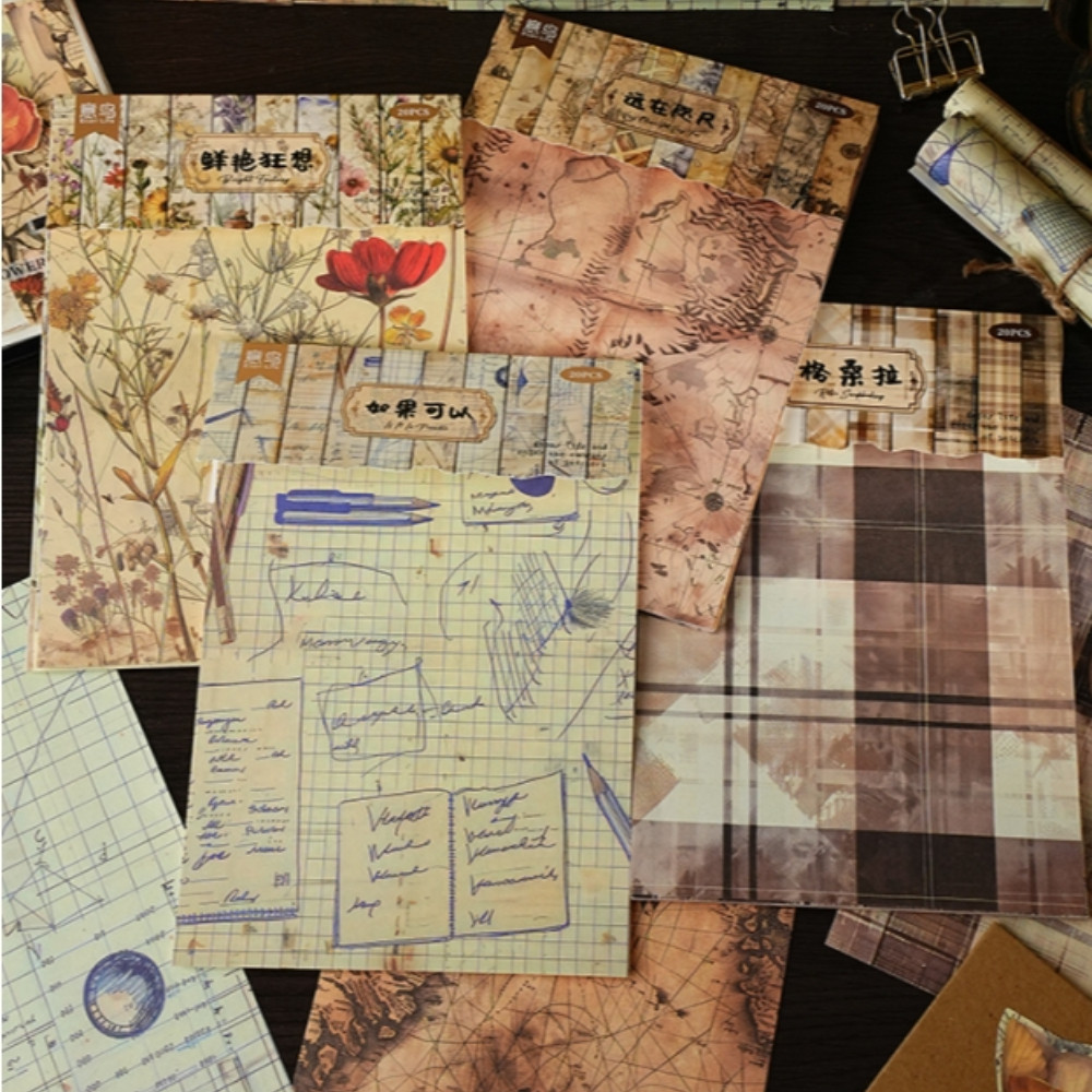 

Mr. Paper, 4 Styles, 20pcs/bag, Vintage Material Paper, Message Card, Gift Decoration, Handmade Collage Base Paper