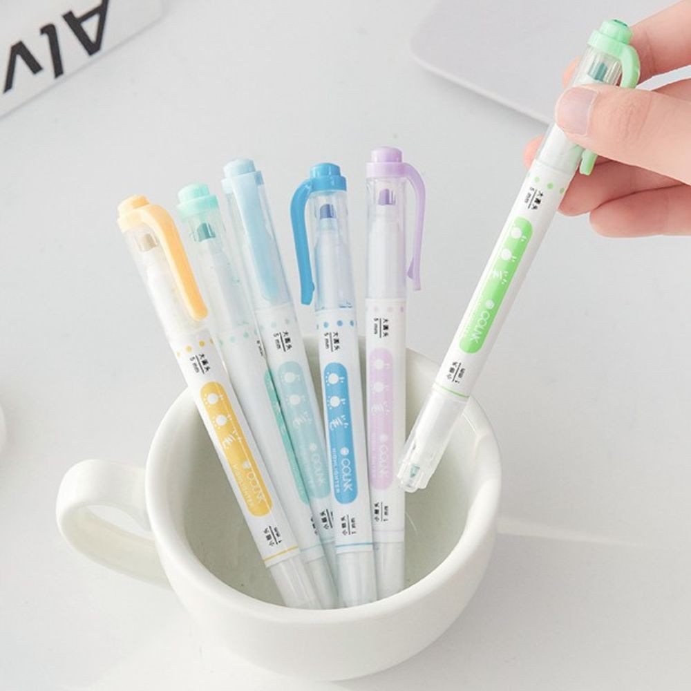 

Office School Supplies Candy Color Double Head Student Stationary Dots Highlighter Set Fluorescent Pen Graffiti Pen Painting