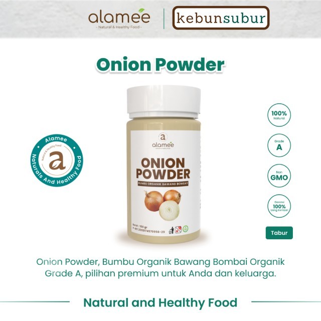 

ALAMEE Bawang Bombay Bubuk Bumbu Dapur Organik Onion Powder Ground Spice Bombai Tabur kebunsubur Kebunsubur