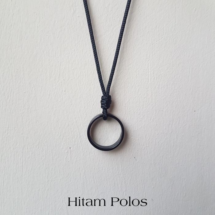 COD  Kalung Liontin Pria // Kalung Tali Korea Hitam Polos Cincin Polos 3mm// Kalung Tali Korea //Kal