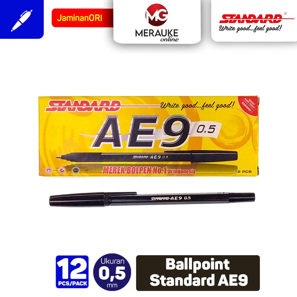 

ATK9 Ballpoint STANDARD AE9 - Hitam 12 Pcs