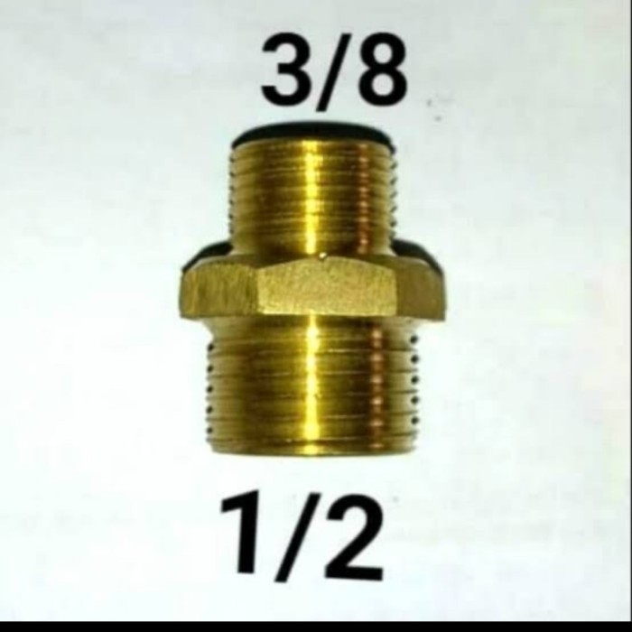 double nepel 1/2 x 3/8 Kuningan untuk fanal / tival