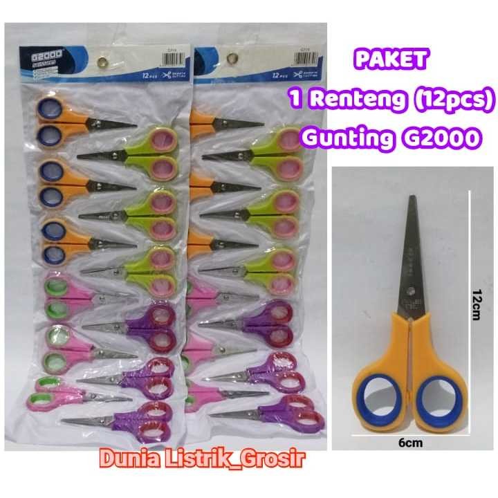 

Gunting Kecil 1 Renteng Gagang Warna-Warni Gunting Kertas isi 12 Pcs Murah 4 Inch Stainles Stell G2000 Tajam Type G-114