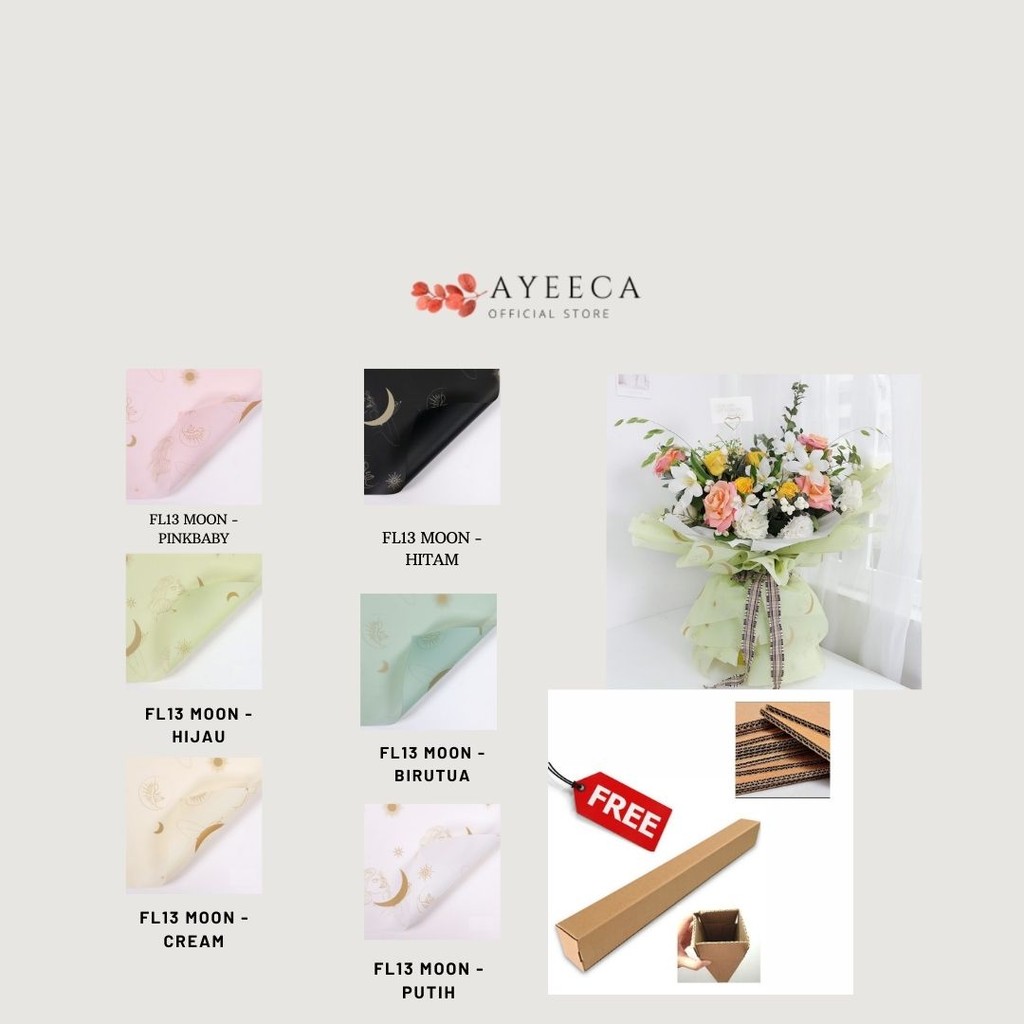 

AYEECA - (5 LEMBAR) - FL13 MOON Kertas Bunga Paper Buket Motif Bulan Modern Florist Cellophane
